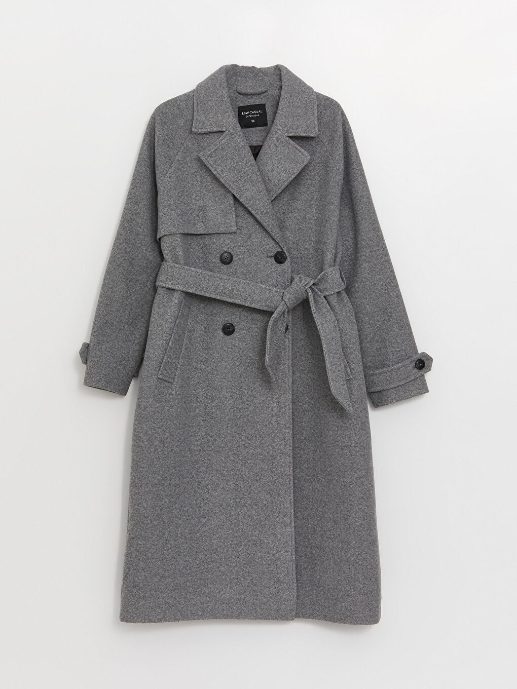 Women's Double Breasted Collar Plain Stitching Coat-7