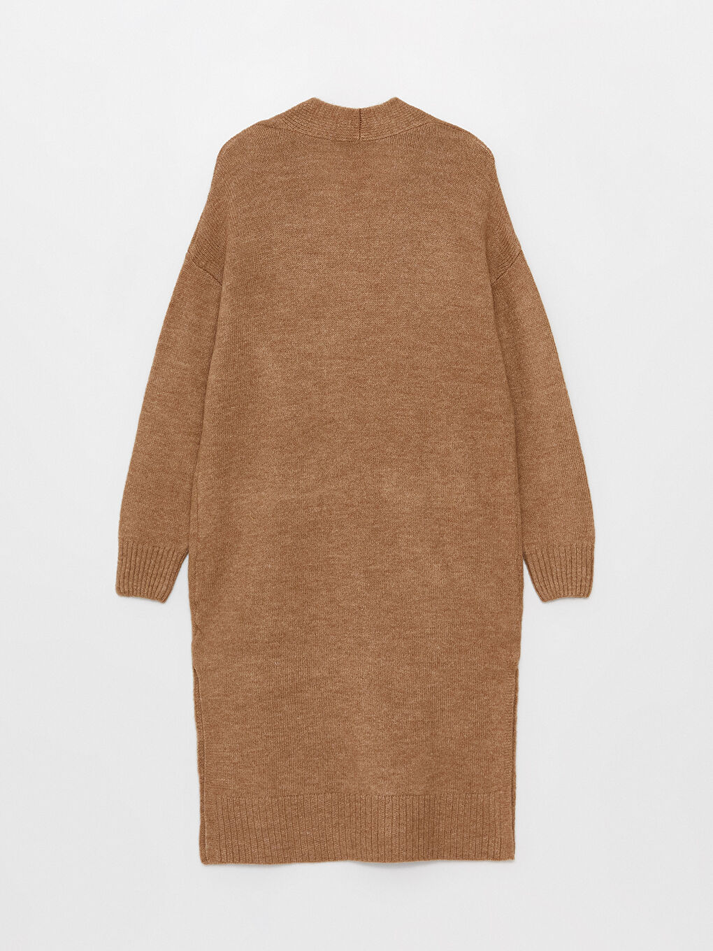 Kahverengi Şal Yaka Düz Uzun Kollu Kadın Triko Hırka-5