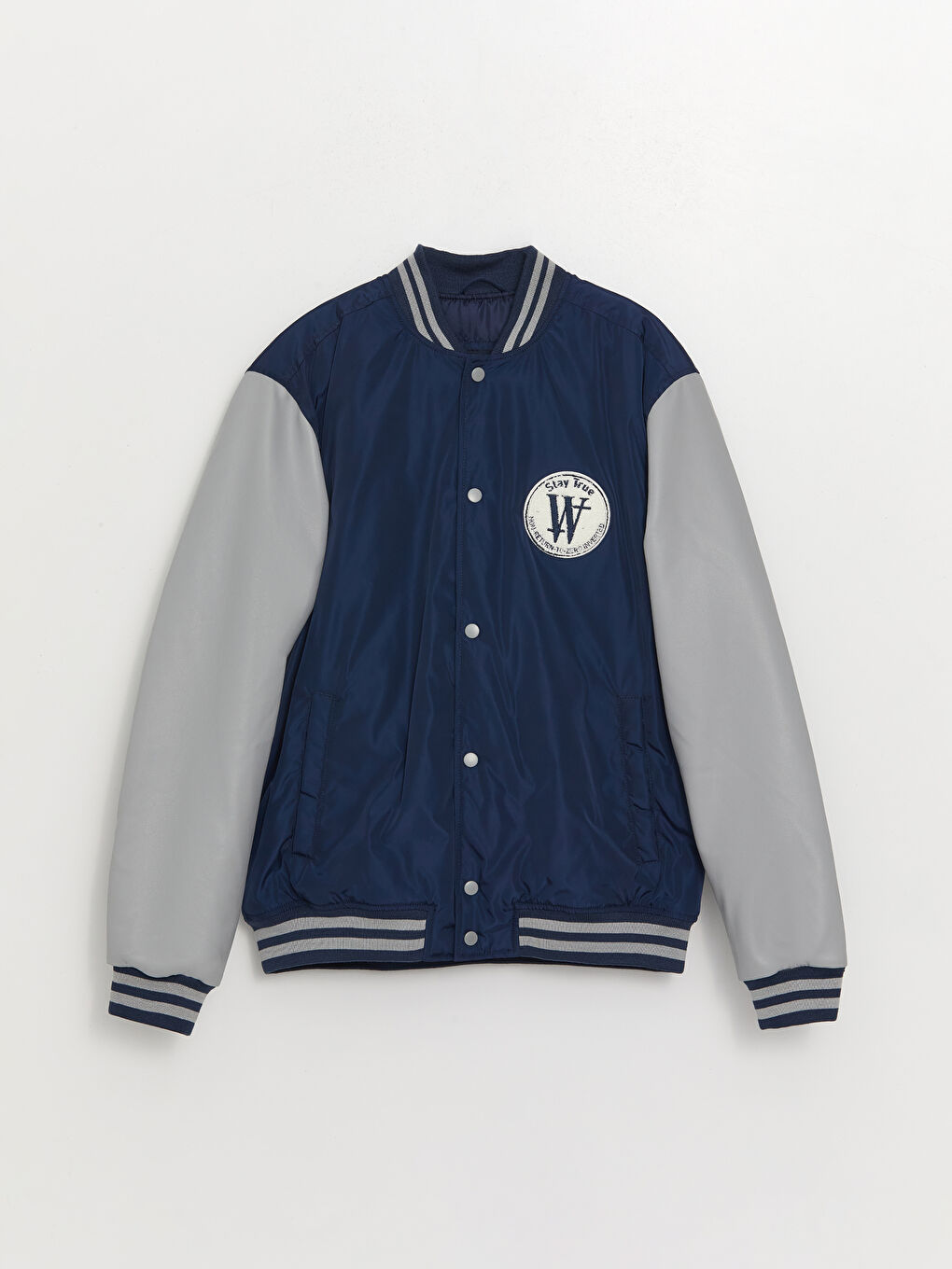 Geacă Bomber pentru Bărbați cu Guler Colegiu, Croială Standard-6