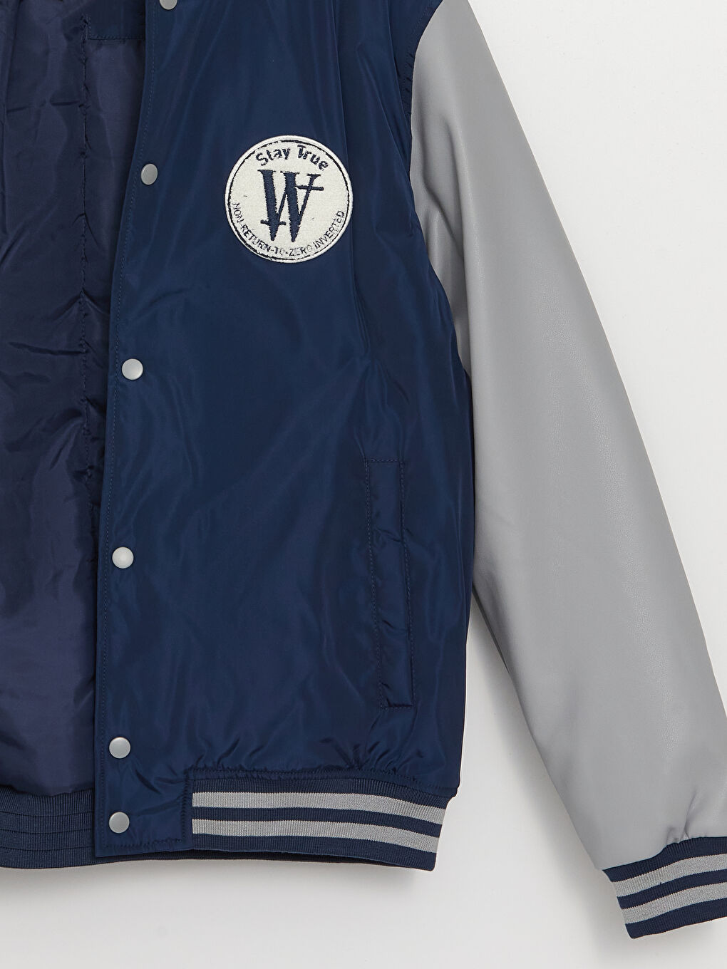 Geacă Bomber pentru Bărbați cu Guler Colegiu, Croială Standard-8