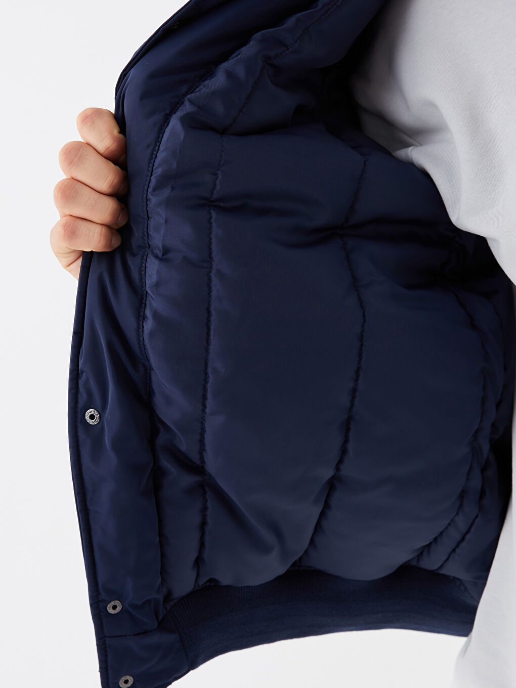 Lacivert Standart Kalıp Kolej Yaka Erkek Bomber Mont-3