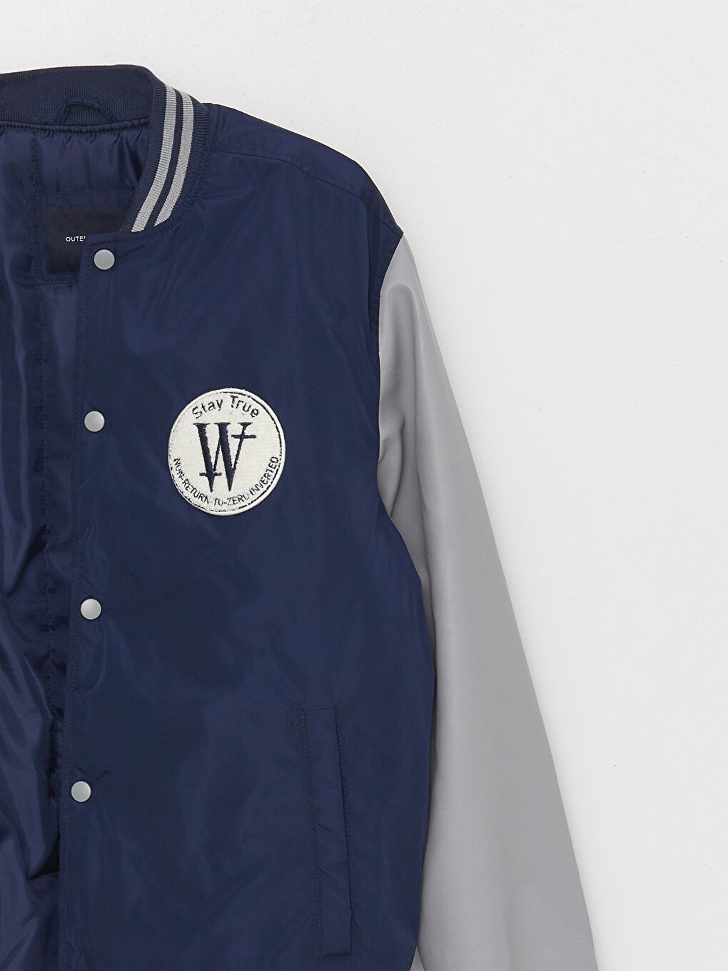 Lacivert Standart Kalıp Kolej Yaka Erkek Bomber Mont-8