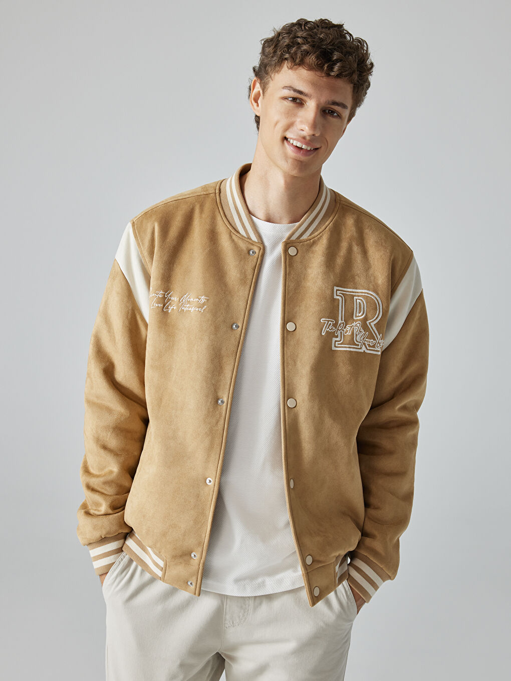 Standard Fit College Collar Men's Bomber Jacket