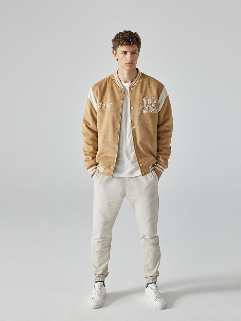 Standard Fit College Collar Men's Bomber Jacket-2