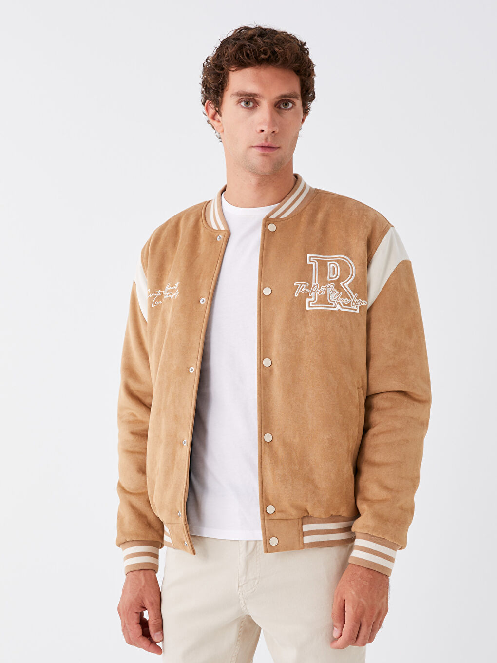 Standard Fit College Collar Men's Bomber Jacket-3