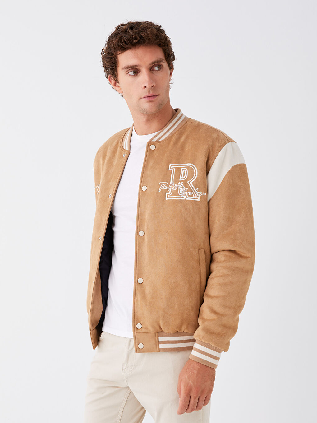 Standard Fit College Collar Men's Bomber Jacket-4