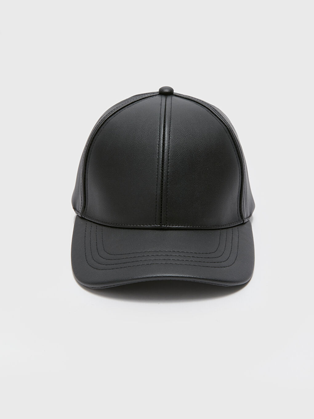 Siyah Deri Görünümlü Kadın Kep Şapka-3