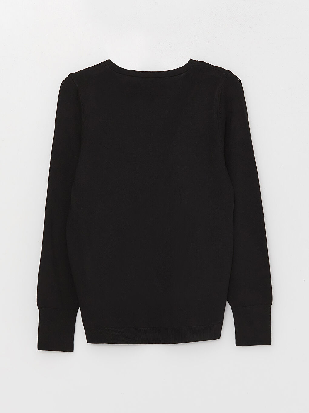 Siyah Bisiklet Yaka Düz Uzun Kollu Kadın Triko Kazak-6