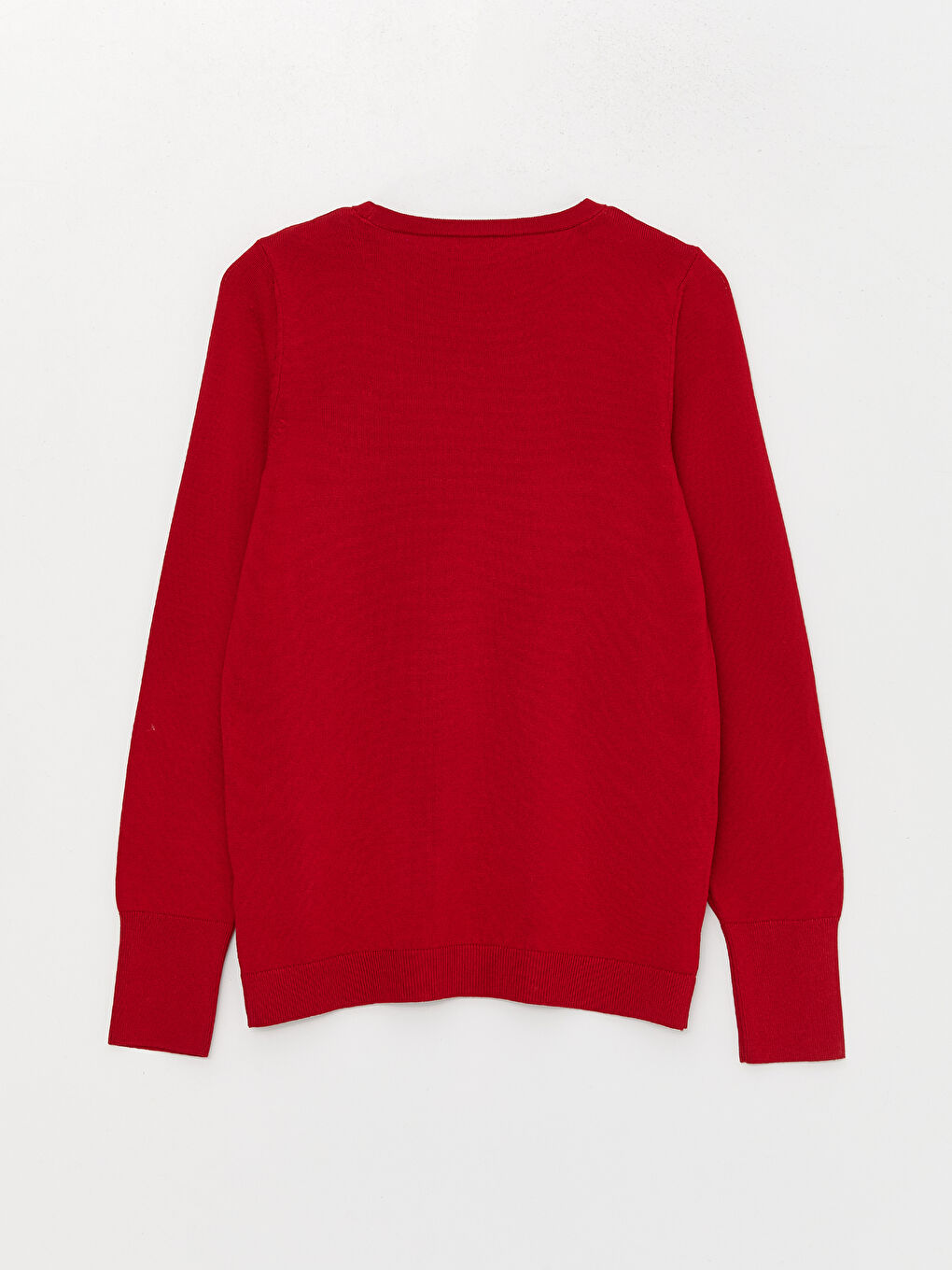 Kırmızı Bisiklet Yaka Düz Uzun Kollu Kadın Triko Kazak-6