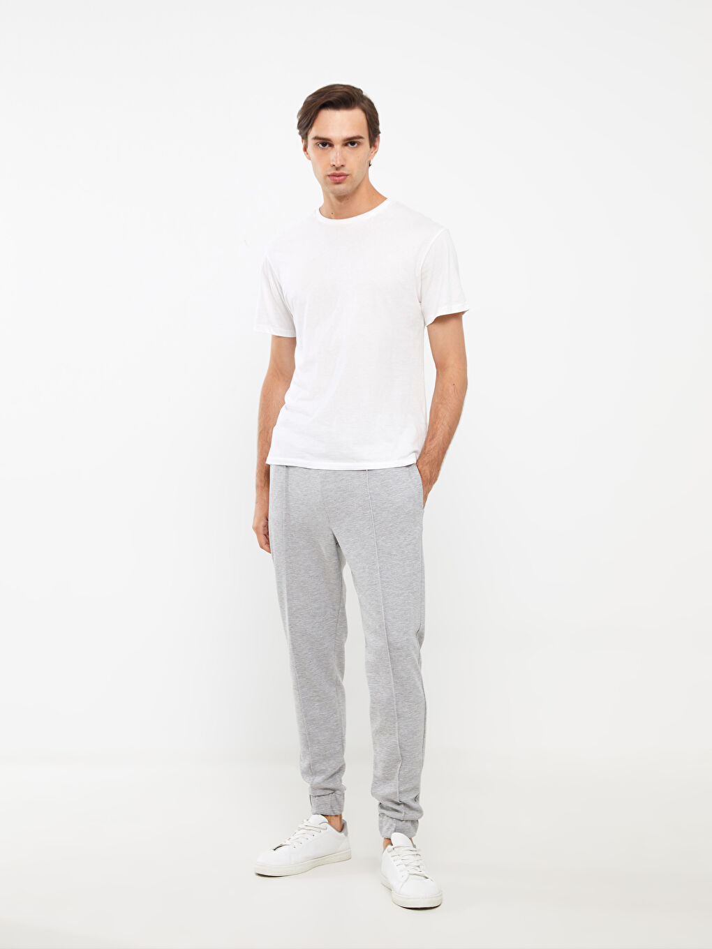 LCW Casual Gri Melanj Slim Fit Erkek Jogger Eşofman Altı