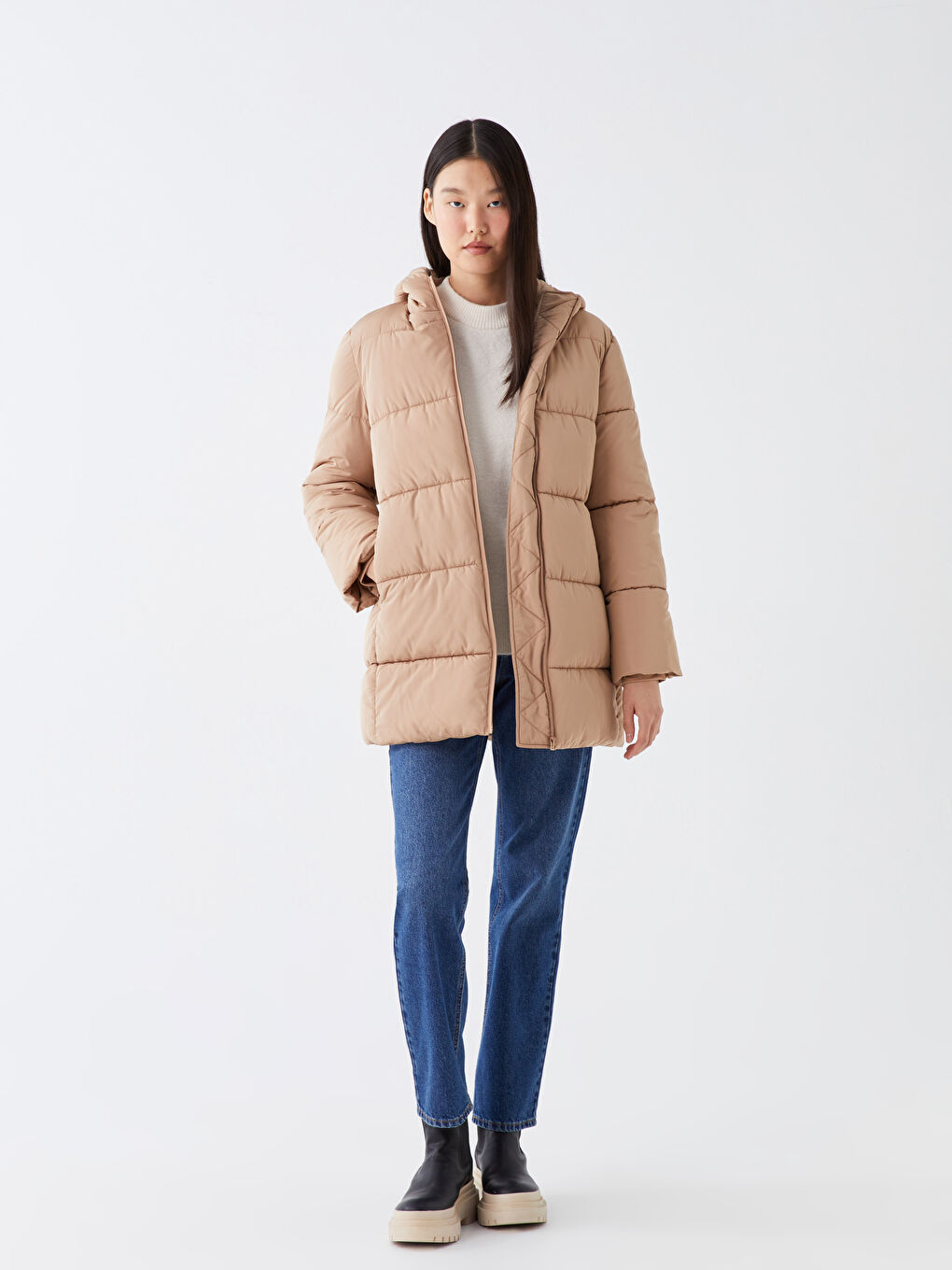 Hooded Regular Long Sleeve Oversize Women's Puffer-2