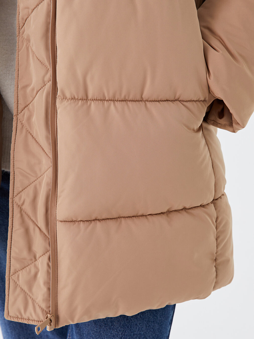 Hooded Regular Long Sleeve Oversize Women's Puffer-4