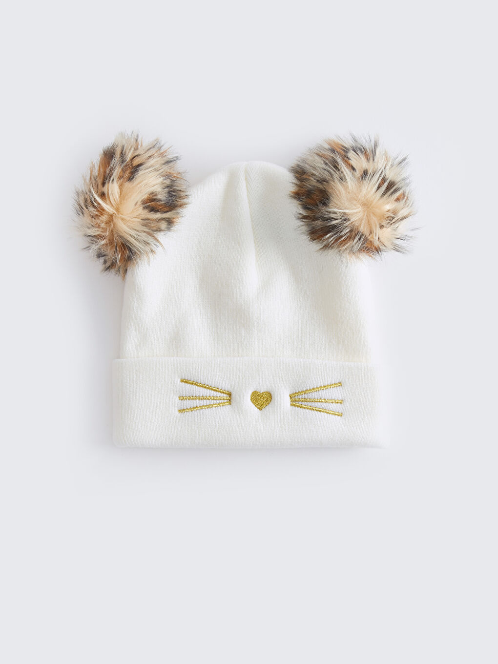 Double Pompom Embroidered Girl Beret -W33449Z4-SAT