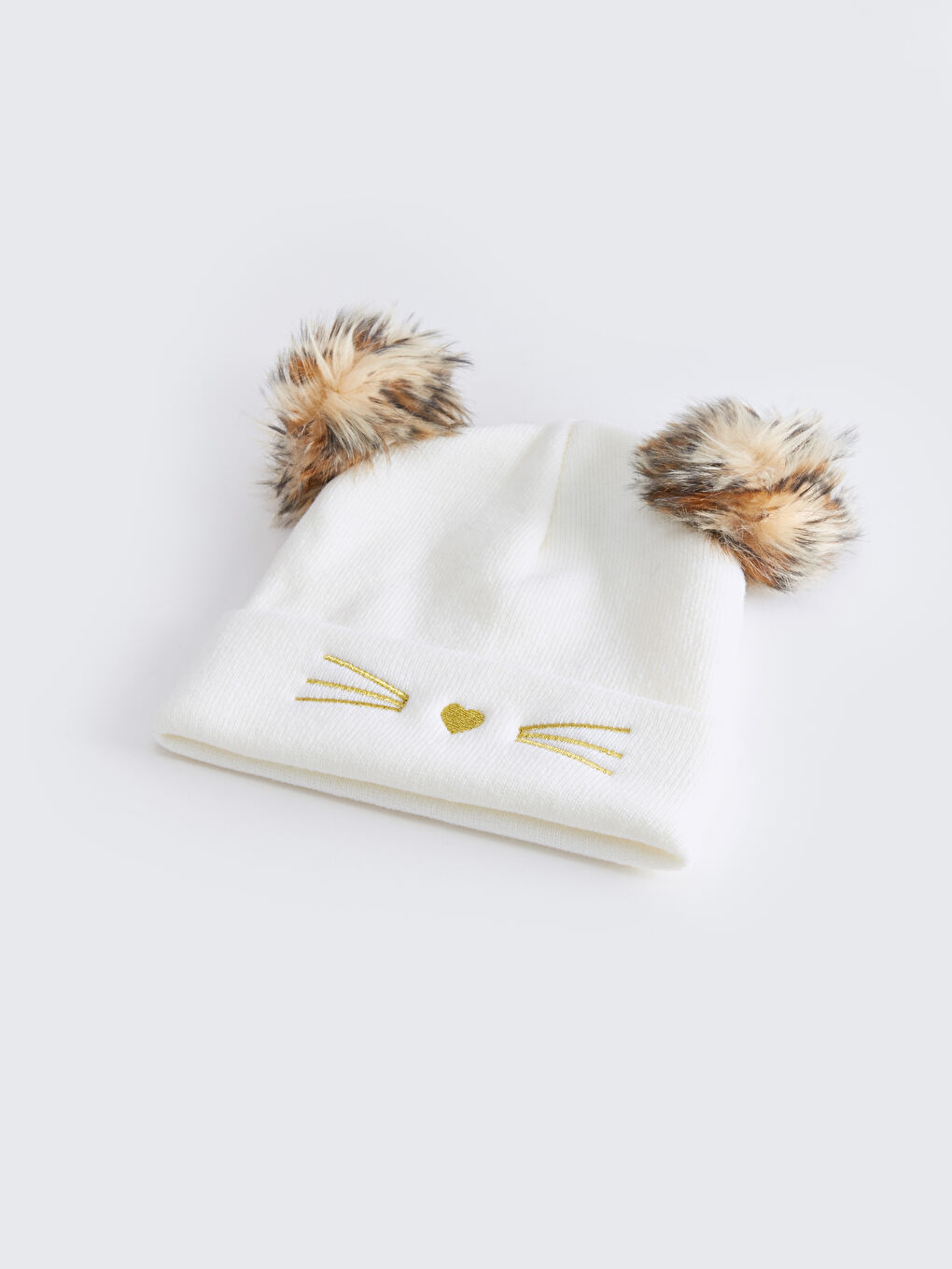 Double Pompom Embroidered Girl Beret -W33449Z4-SAT