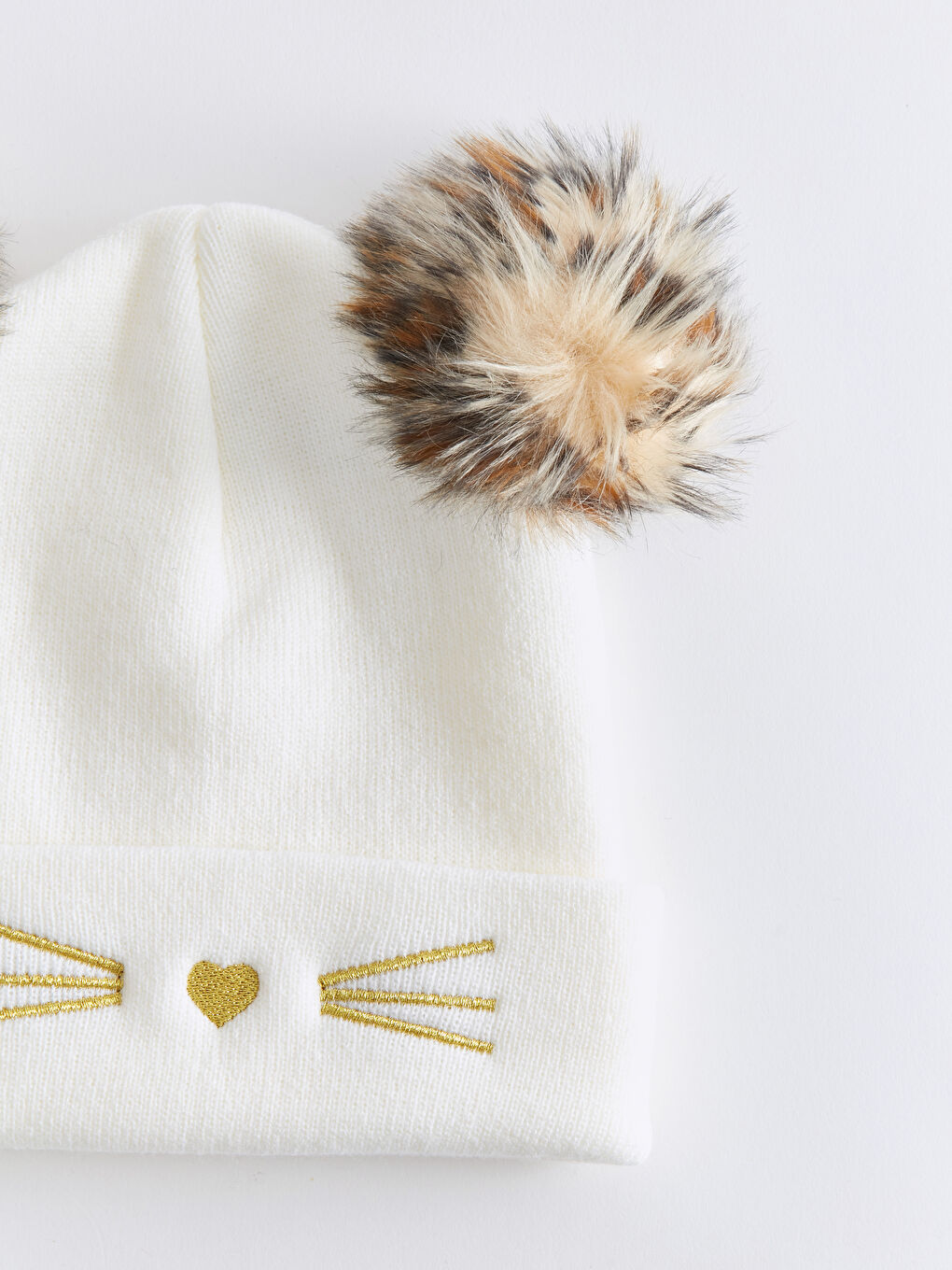 Double Pompom Embroidered Girl Beret -W33449Z4-SAT