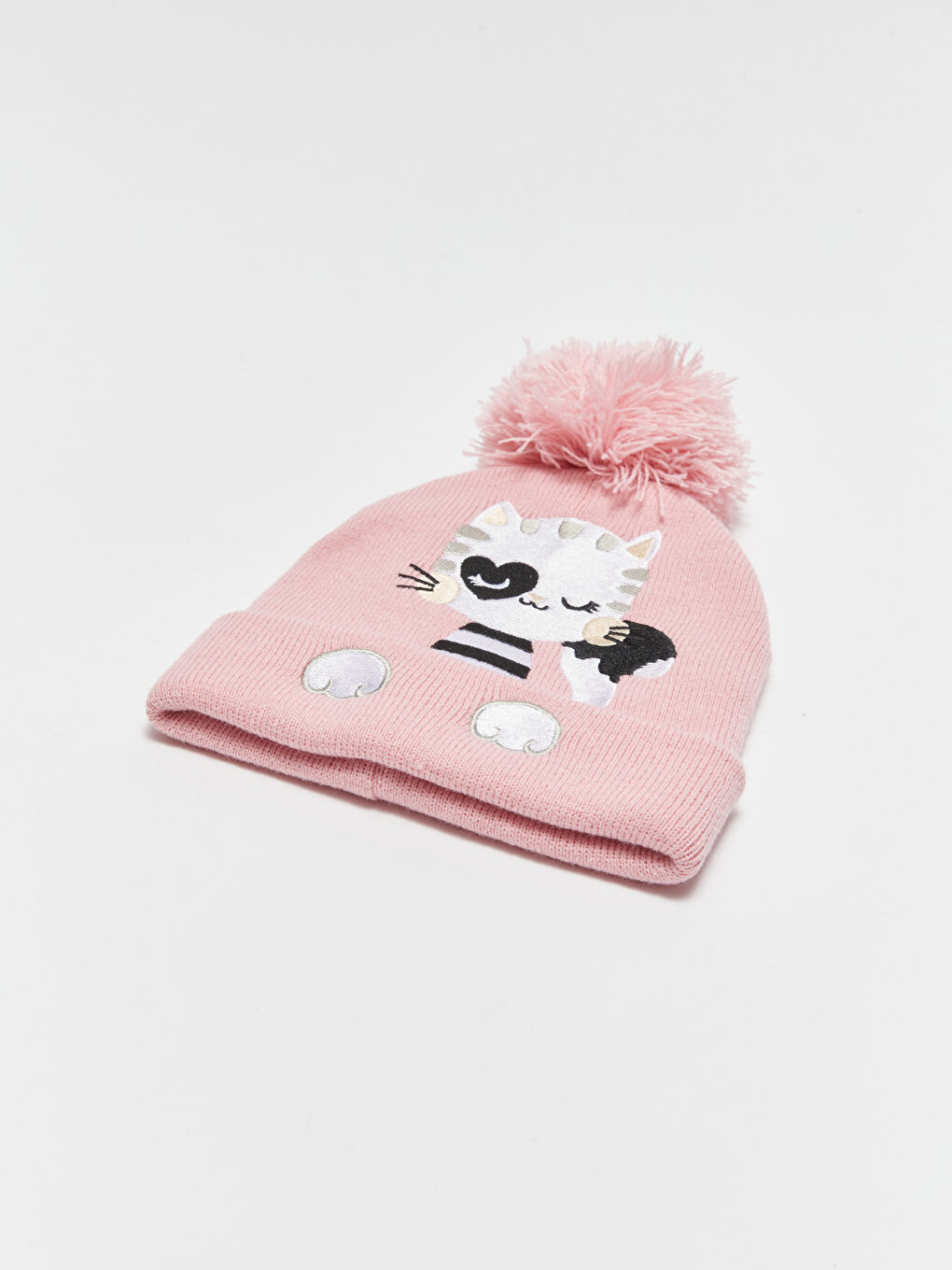 Embroidered Pom-Pom Girls' Knitwear Beanie-1