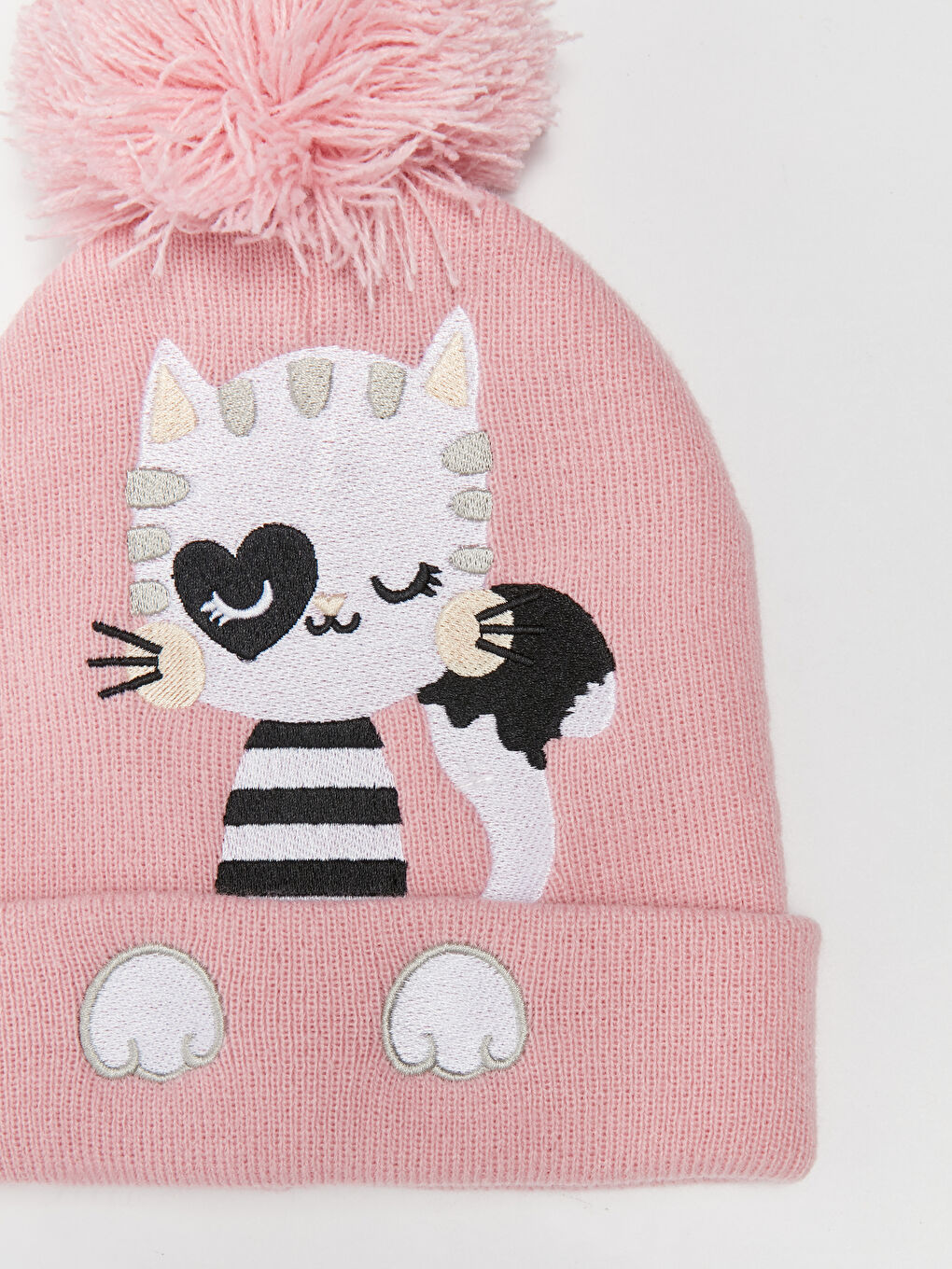 Embroidered Pom-Pom Girls' Knitwear Beanie-2