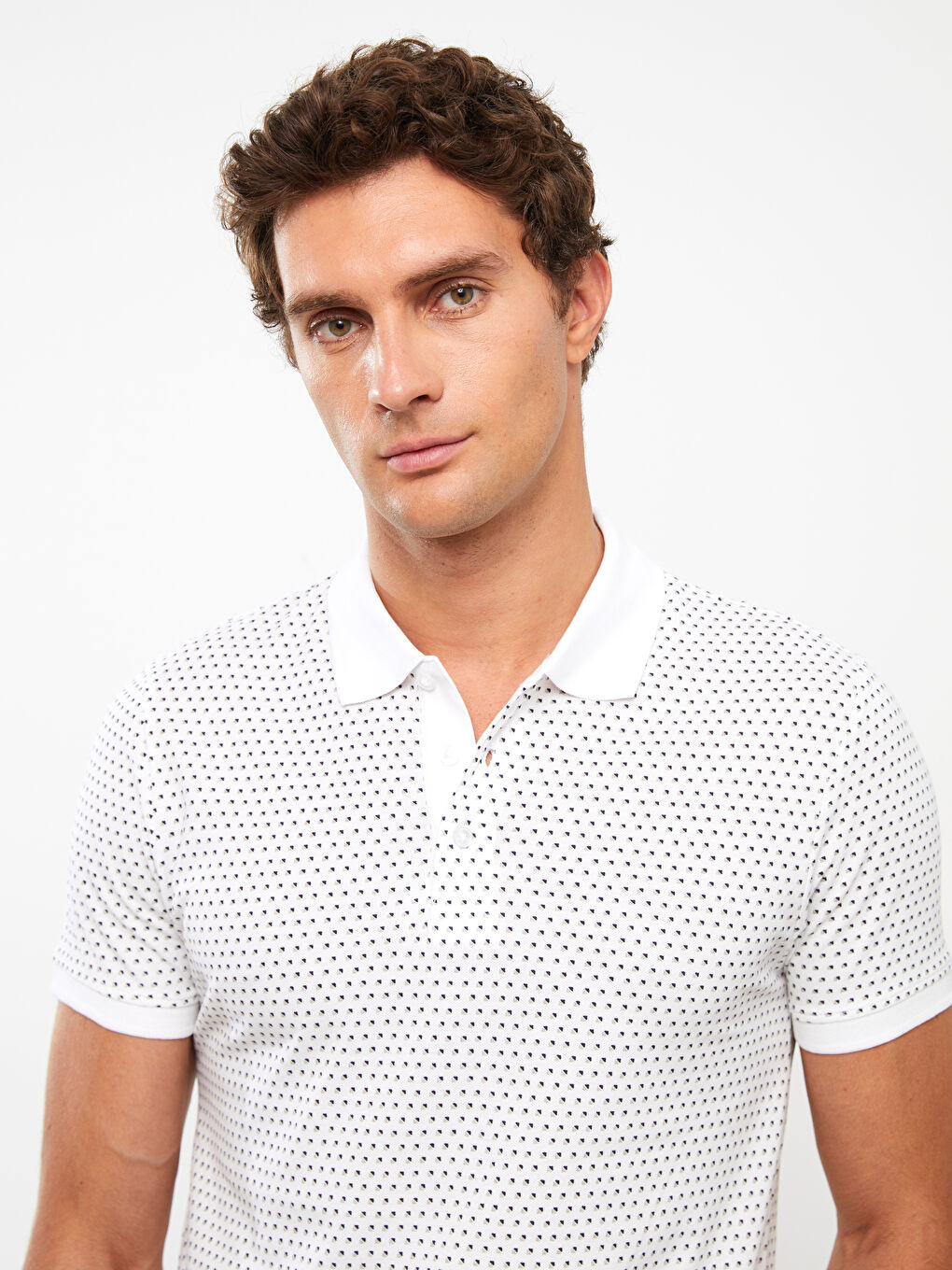 T-shirt pour Hommes à Col Polo Manches Courtes à Motifs en Piqué