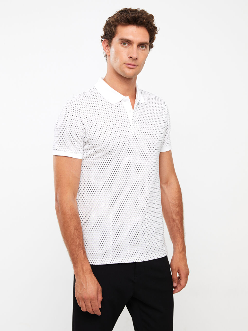 T-shirt pour Hommes à Col Polo Manches Courtes à Motifs en Piqué-2