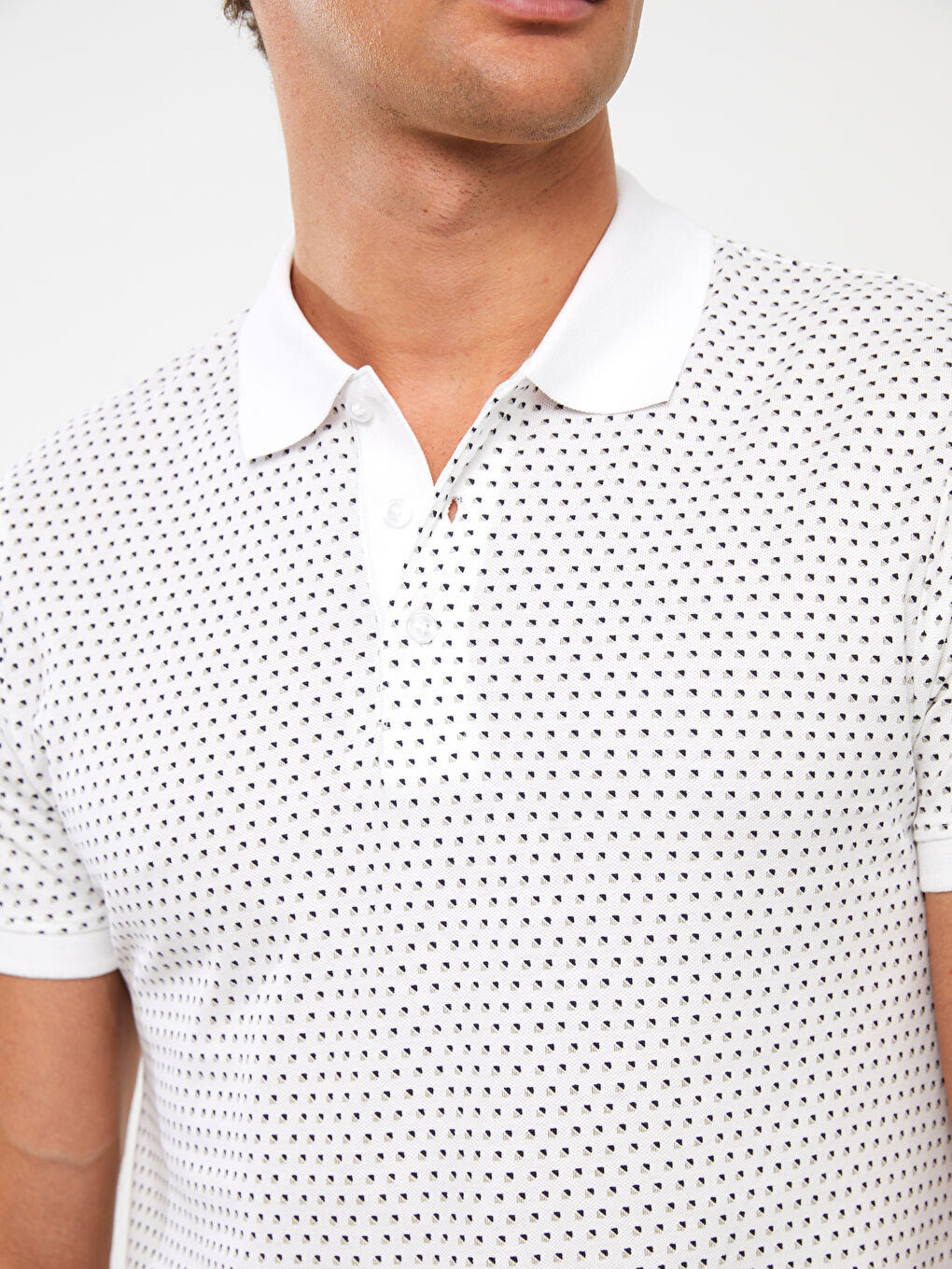 T-shirt pour Hommes à Col Polo Manches Courtes à Motifs en Piqué-3