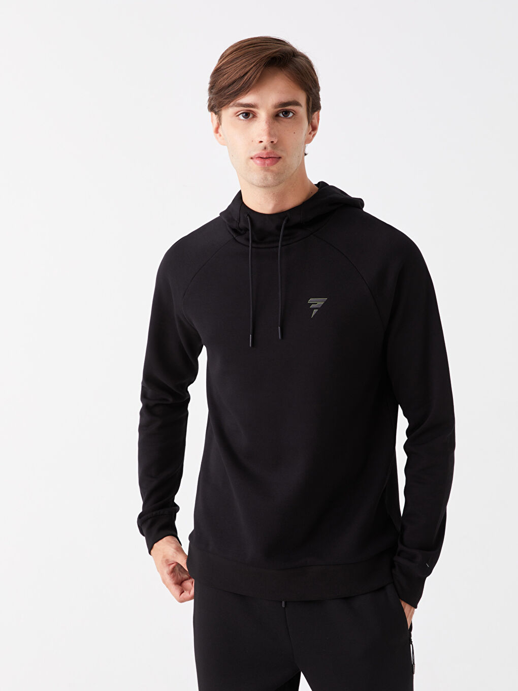 Xside Active Yeni Siyah Uzun Kollu Baskılı Erkek Hoodie - 1