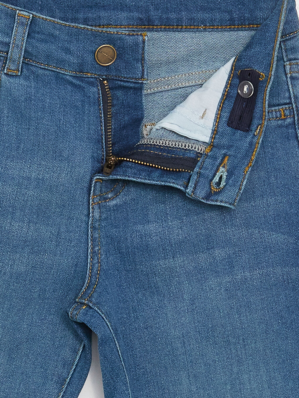 İndigo Beli Ayarlanabilir Lastikli Erkek Çocuk Jean Pantolon-1