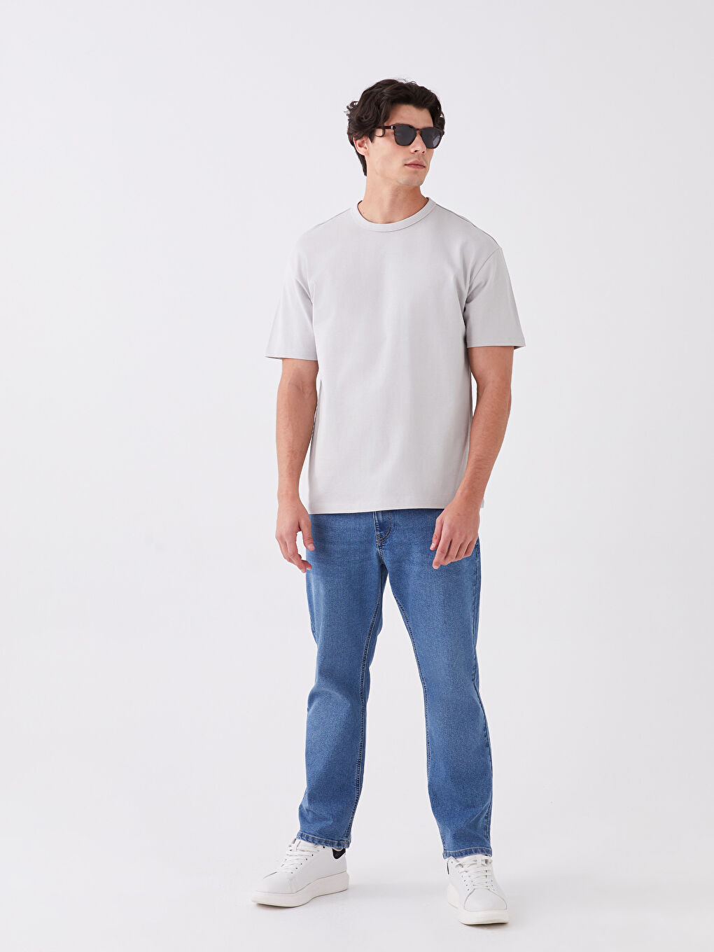 Tricou pentru Bărbați din Jerseu cu Guler Rotund-2