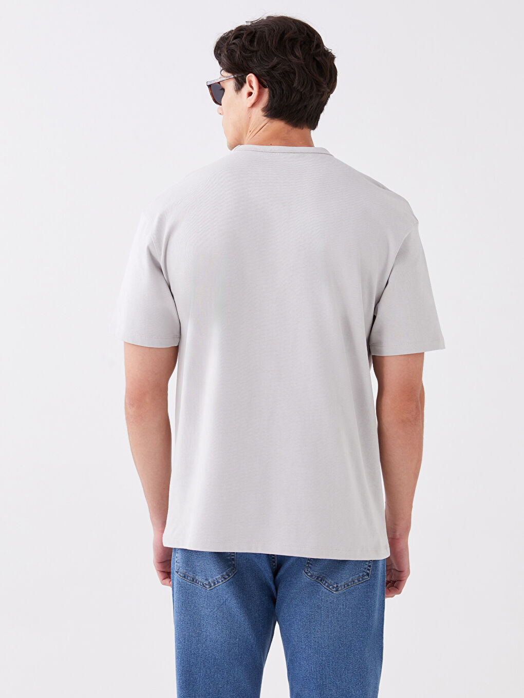 Tricou pentru Bărbați din Jerseu cu Guler Rotund-4