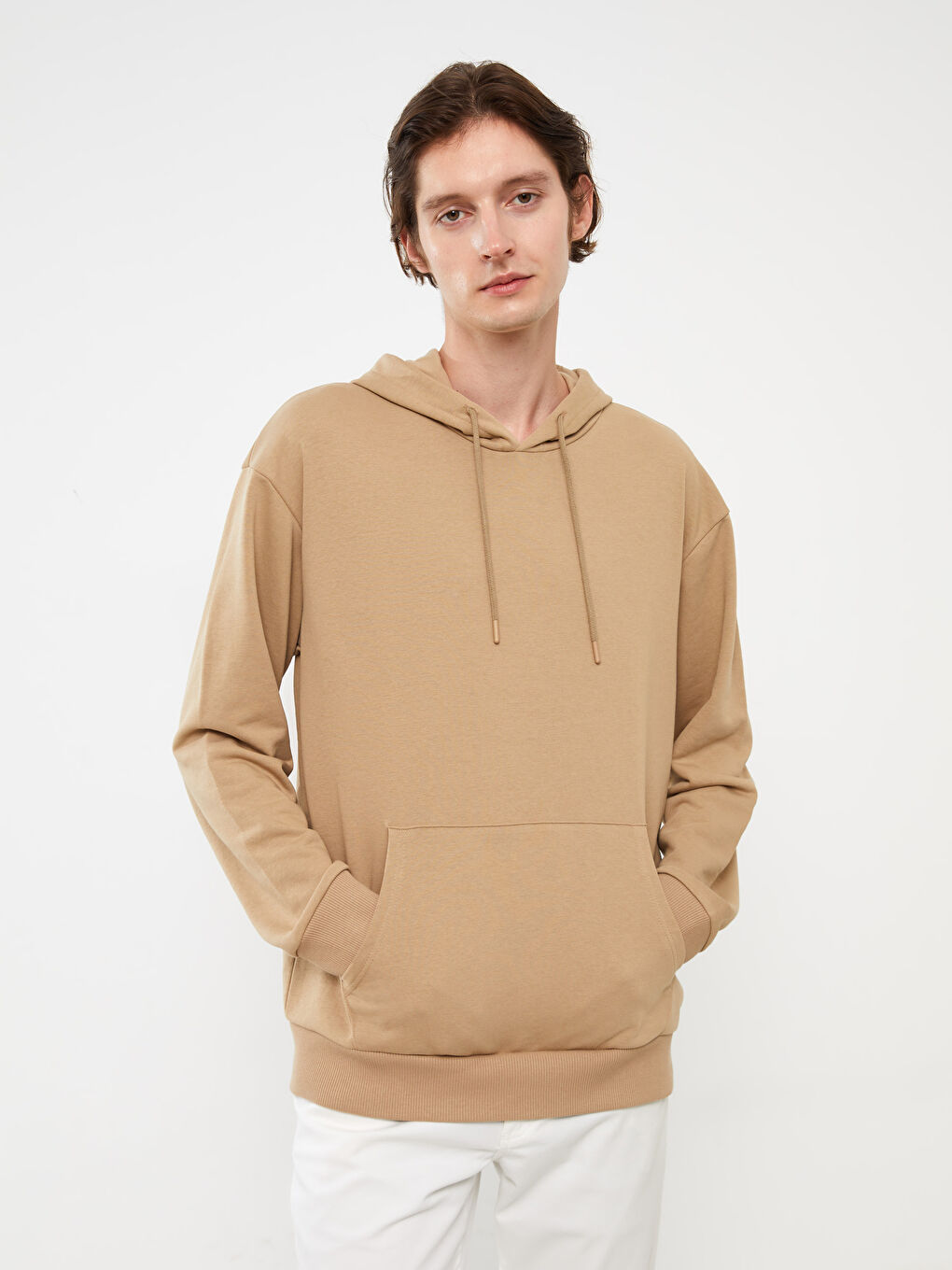 LCW Casual Bej Uzun Kollu Erkek Hoodie