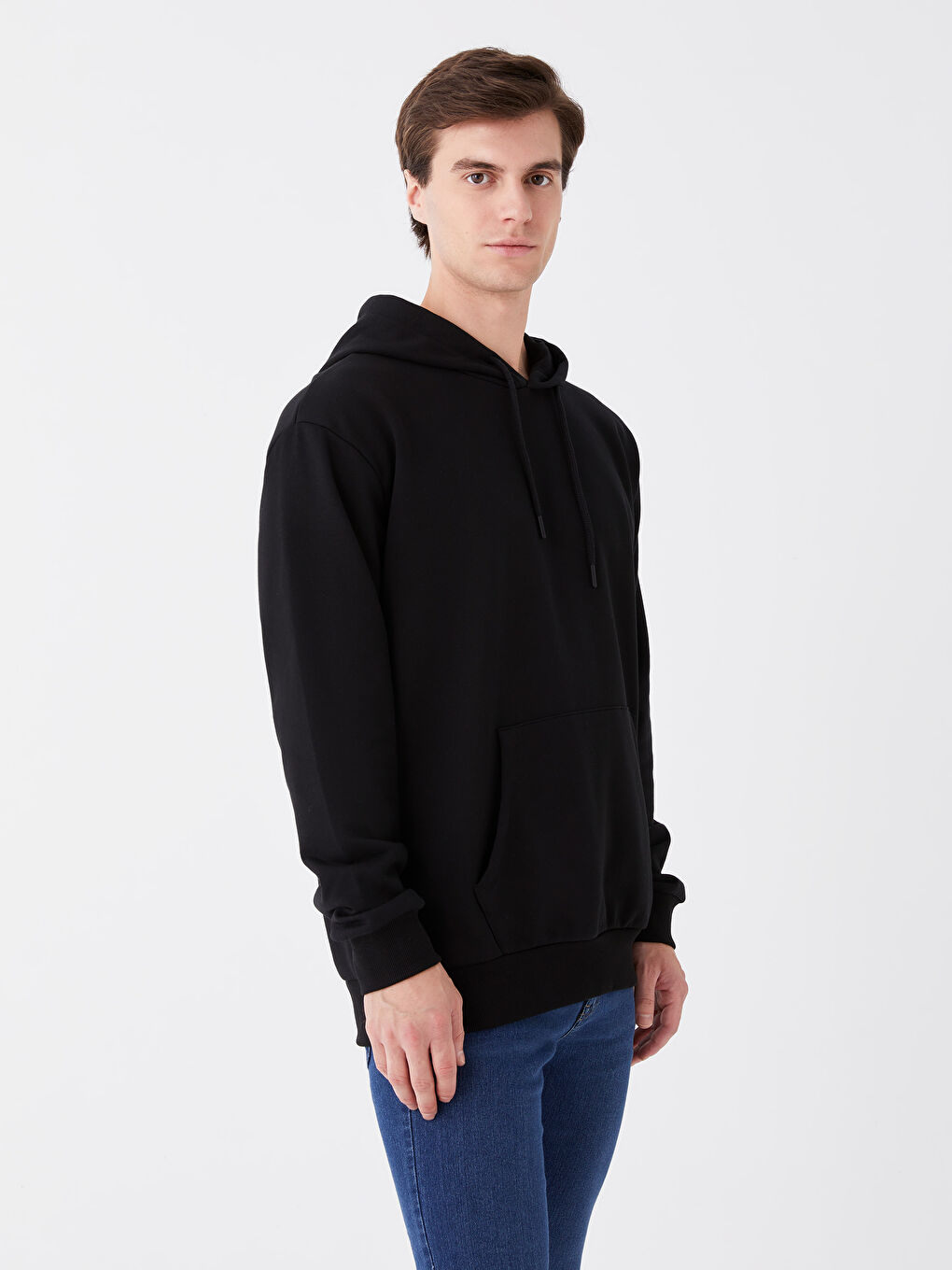 LCW Casual Siyah Uzun Kollu Erkek Kalın Hoodie