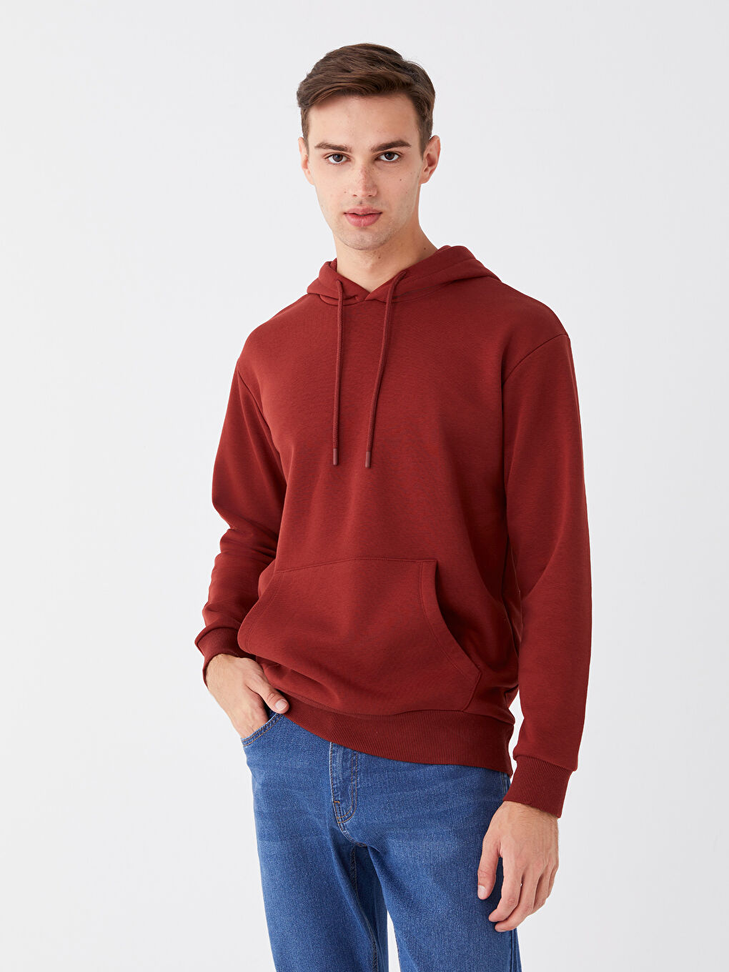 LCW Casual Bordo Uzun Kollu Erkek Hoodie - 1