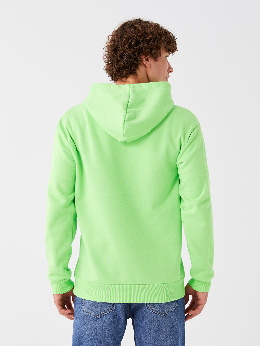 LCW Casual Canlı Yeşil Uzun Kollu Erkek Hoodie - 4