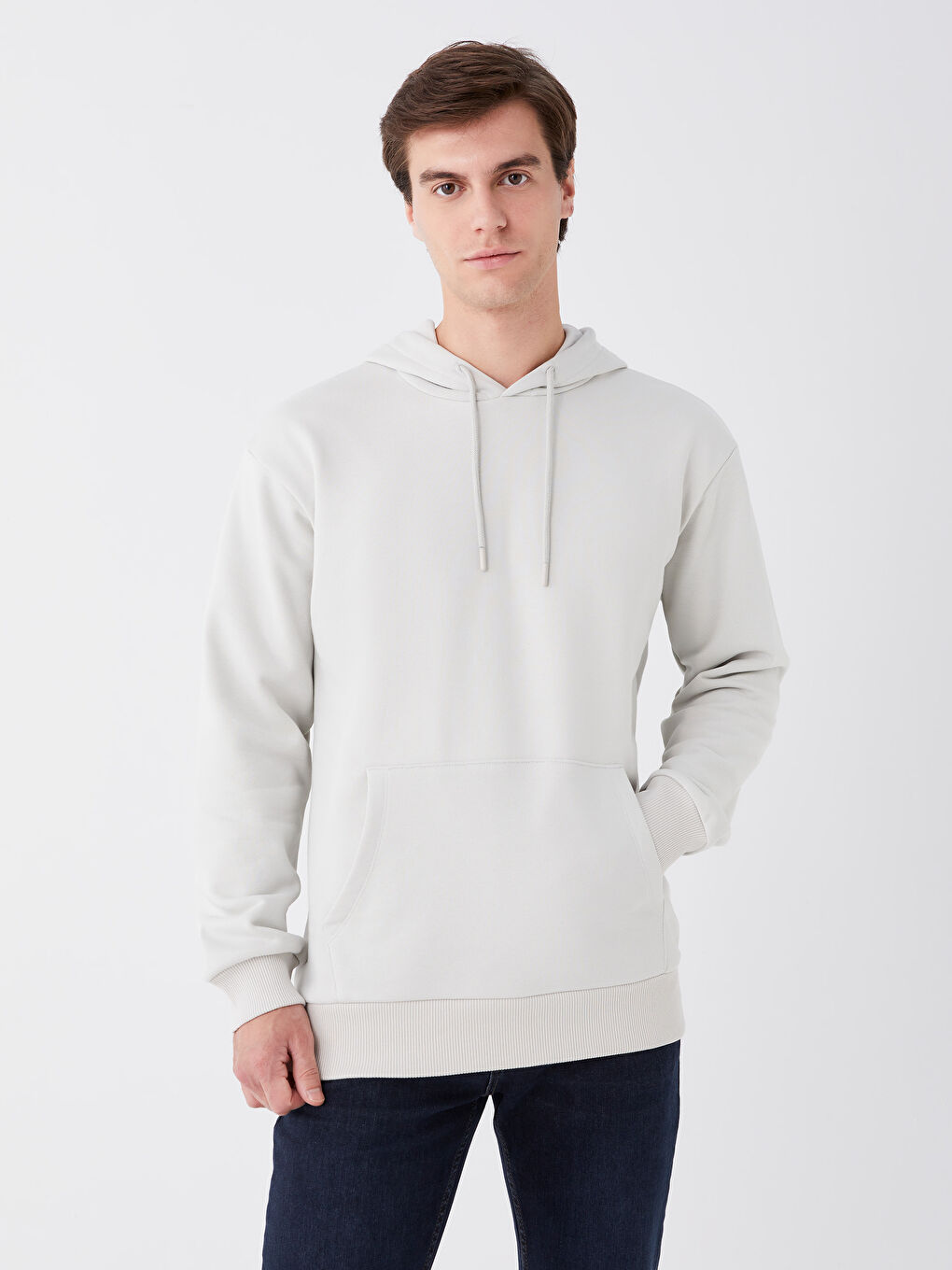 LCW Casual Açık Gri Uzun Kollu Erkek Hoodie