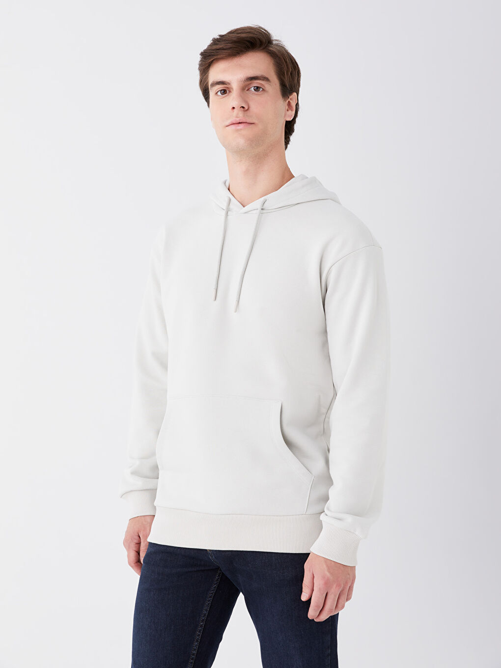 LCW Casual Açık Gri Uzun Kollu Erkek Hoodie - 1