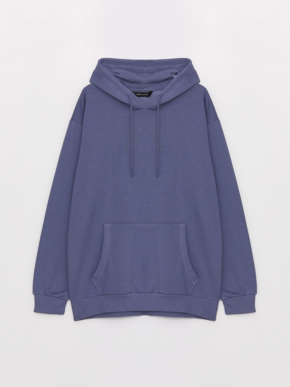 İndigo Uzun Kollu Erkek Kalın Hoodie