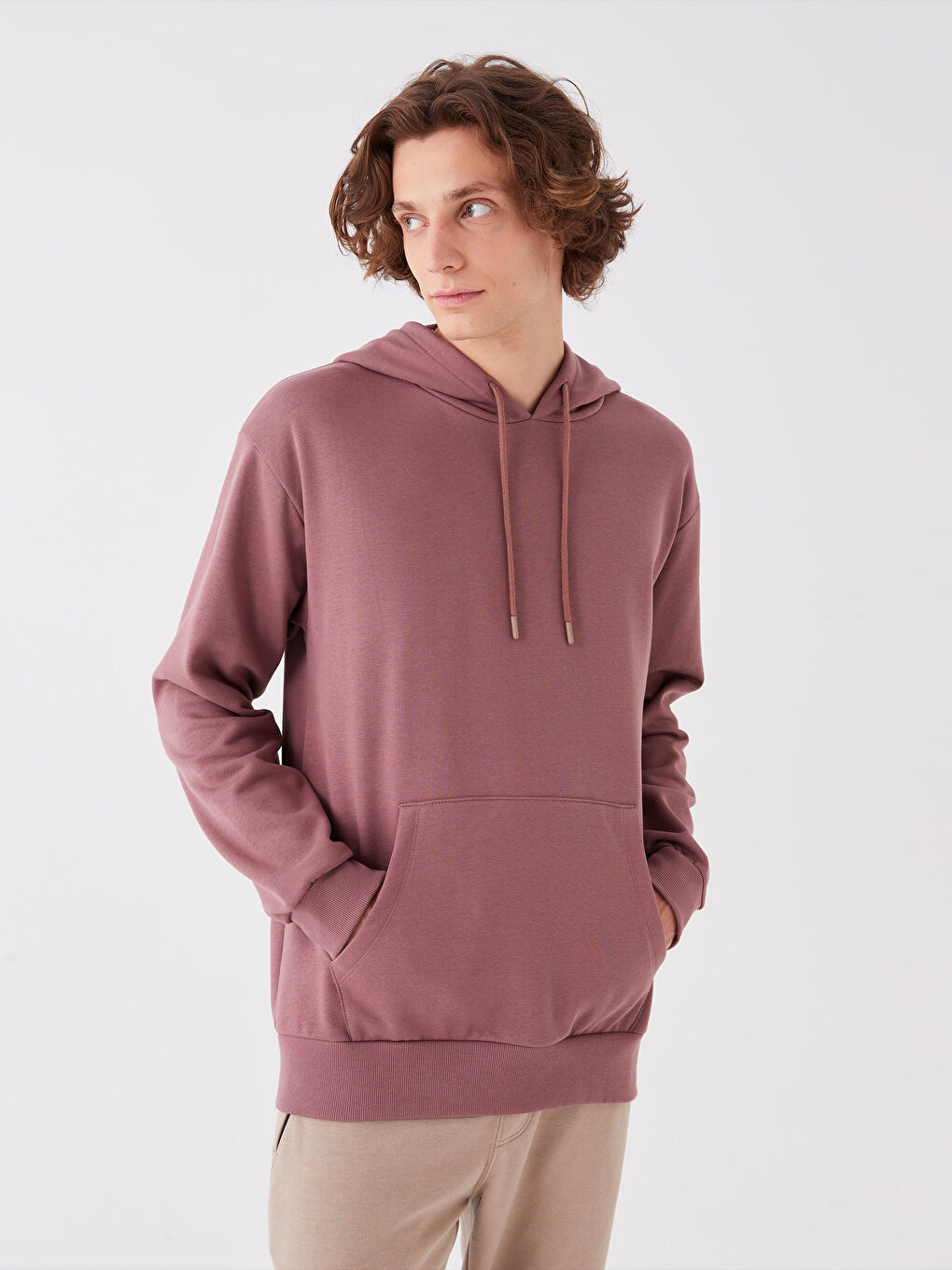 LCW Casual Mat Gül Kurusu Uzun Kollu Erkek Hoodie