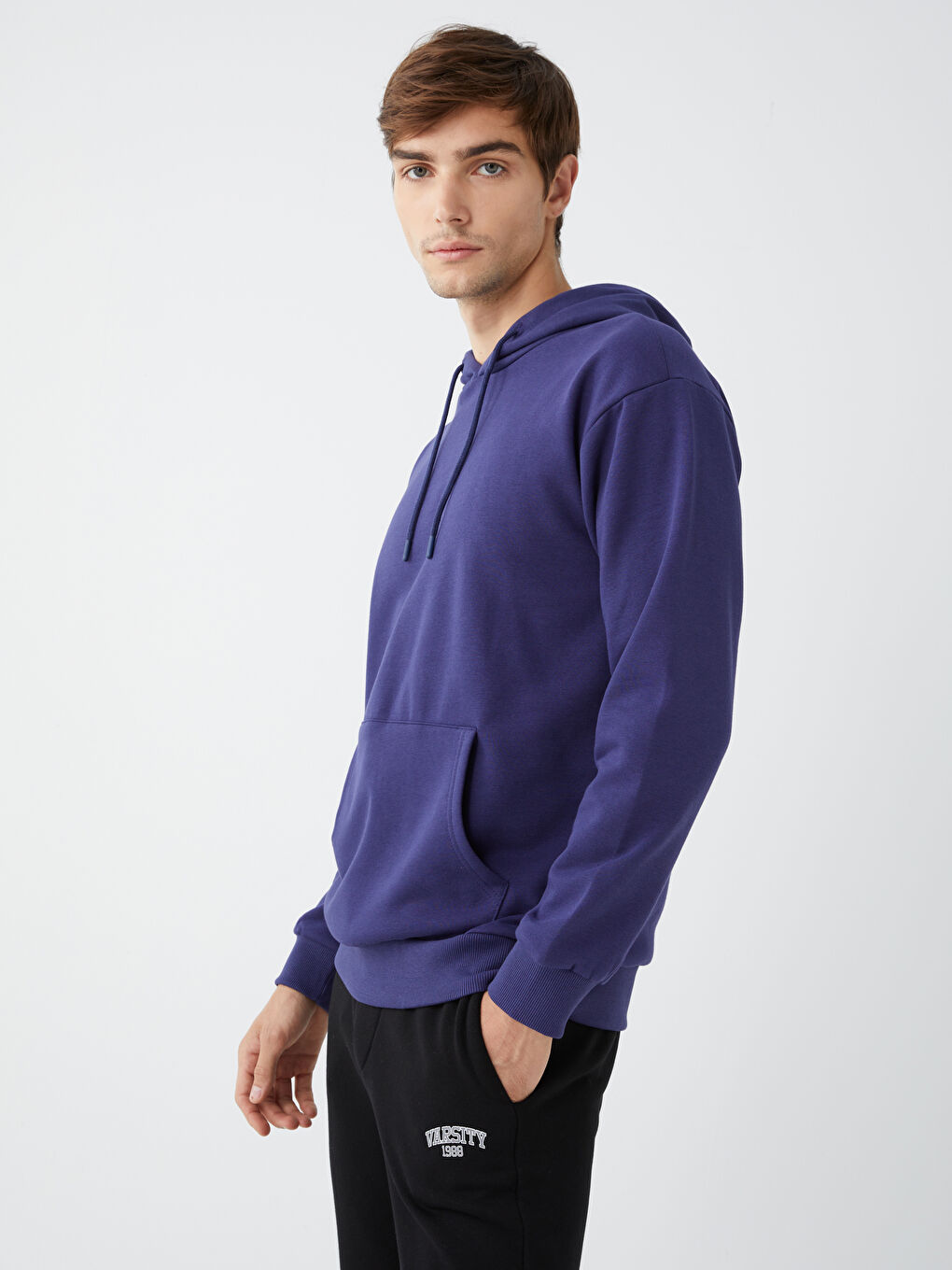 LCW Casual Açık Lacivert Uzun Kollu Erkek Hoodie