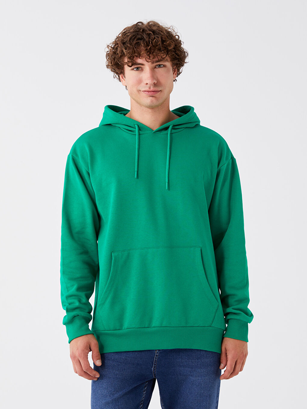 LCW Casual Yeşil Uzun Kollu Erkek Hoodie