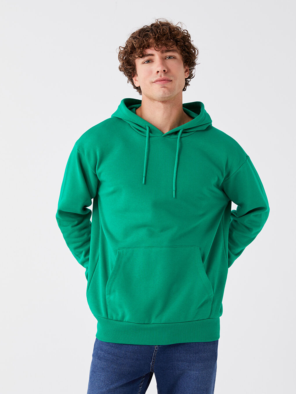 LCW Casual Yeşil Uzun Kollu Erkek Hoodie - 1