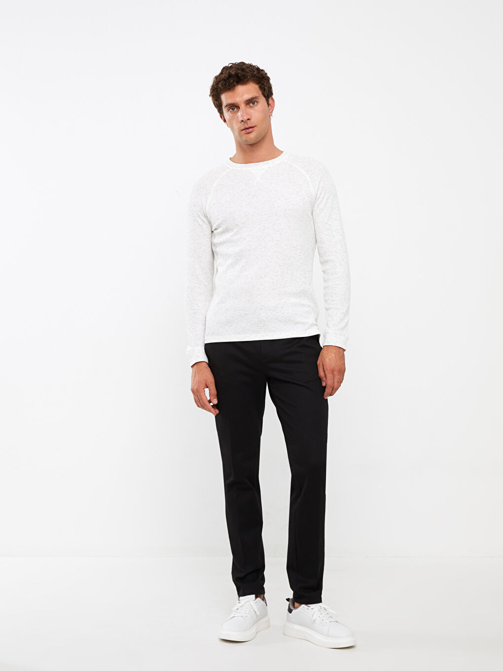 Crew Neck Long Sleeve Patterned Men's T-Shirt-2