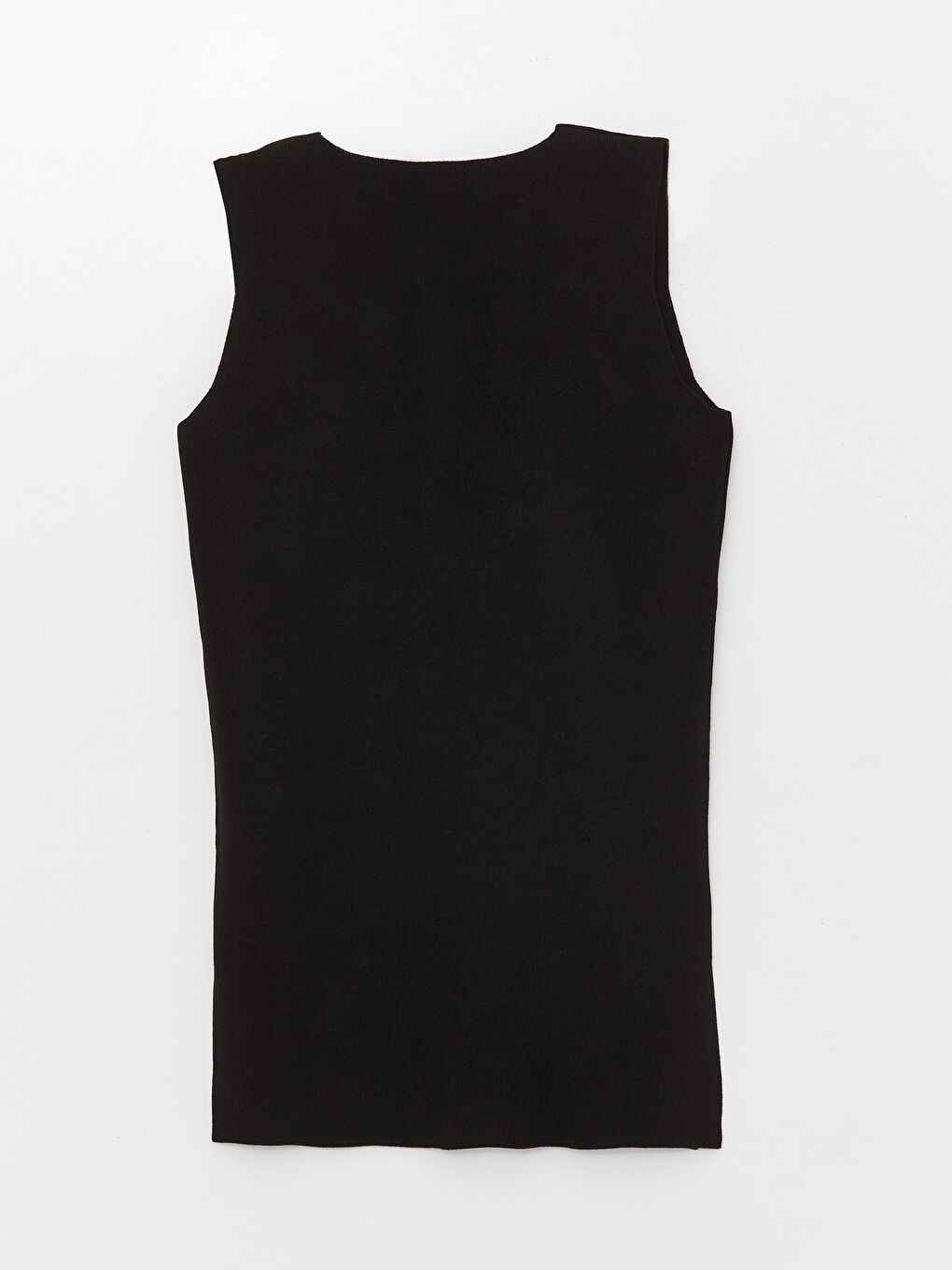 Siyah Kadın Bisiklet Yaka Düz Triko Yelek-6