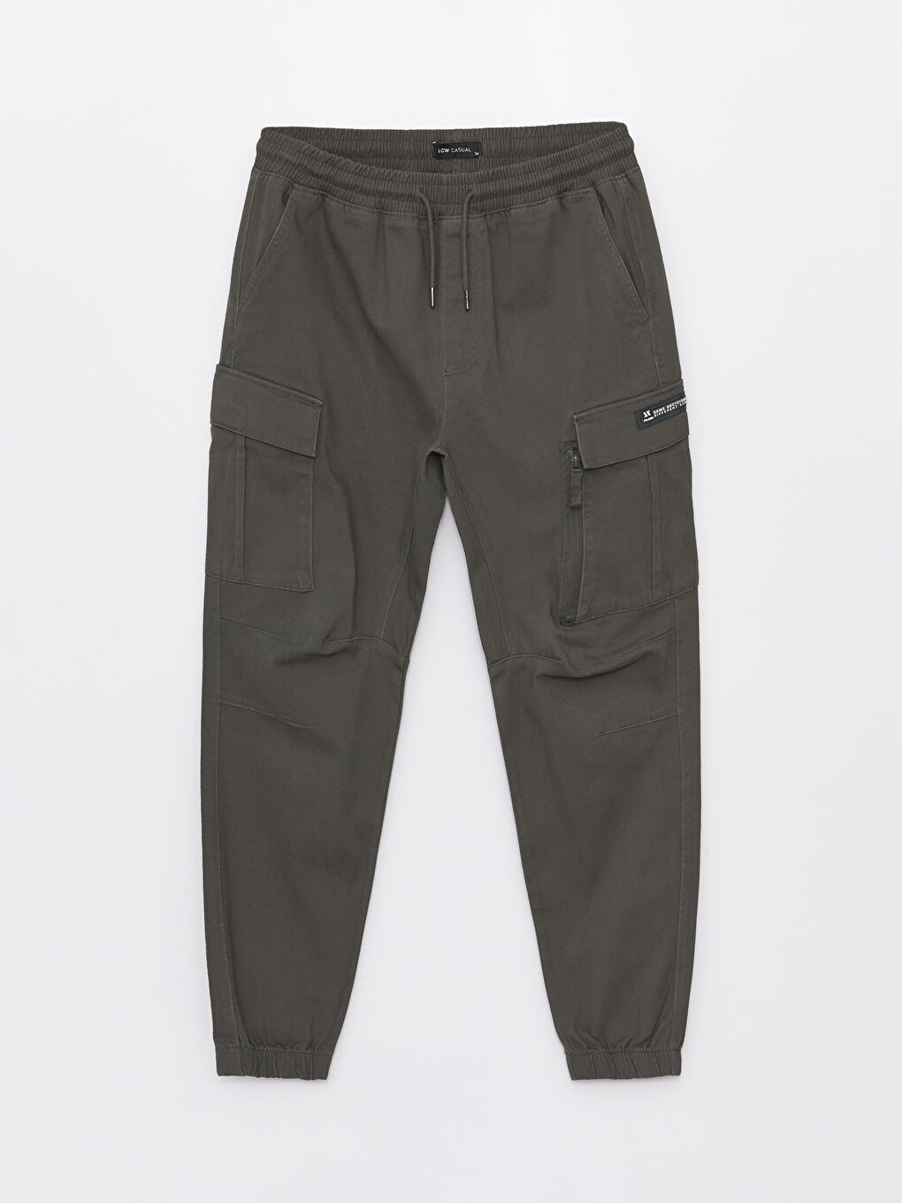 Haki Standart Kalıp Gabardin Erkek Kargo Pantolon-5