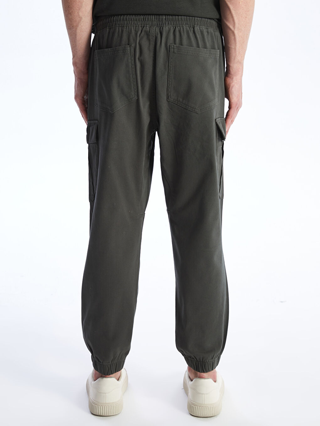 Haki Standart Kalıp Gabardin Erkek Kargo Pantolon-4