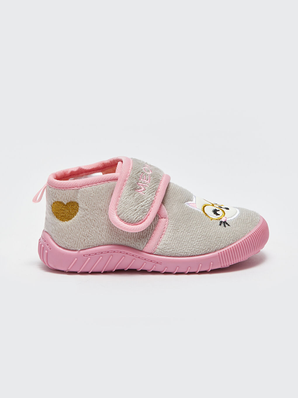 Pantoufles Bébé Fille Chat Brodées Velcro Velcro-1