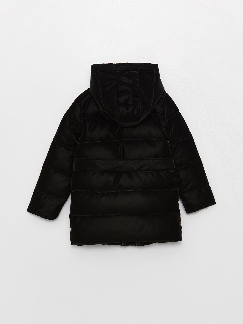 Siyah Kapüşonlu Kız Çocuk Şişme Mont-1