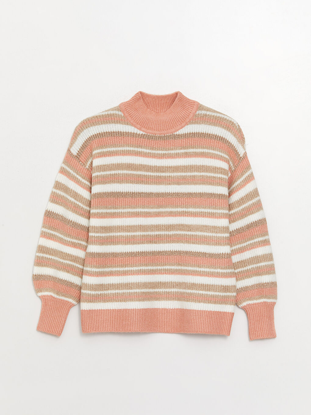 LCWAIKIKI Basic Halber Rollkragen Gestreift Langarm Damen Strickpullover -W33651Z8-FJH