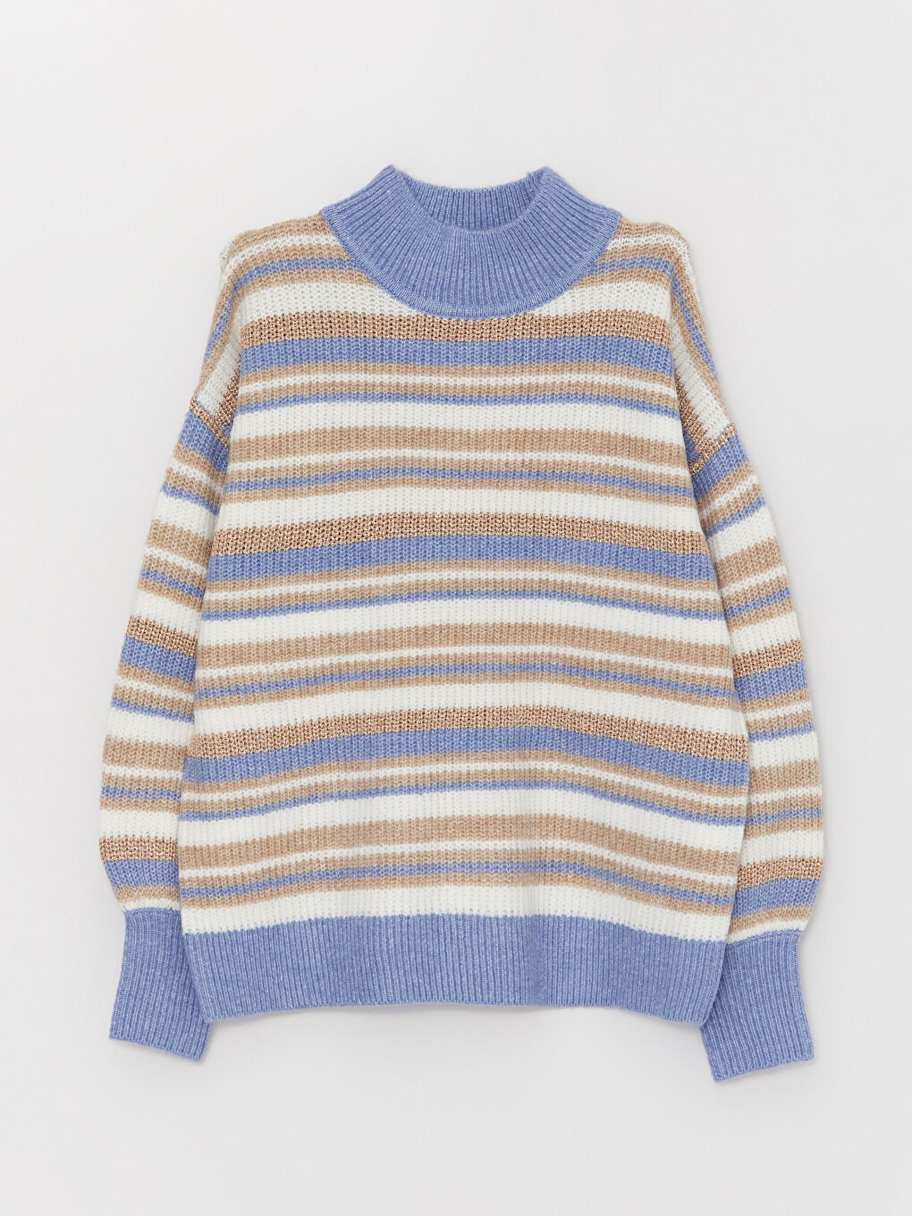 LCWAIKIKI Basic Half Turtleneck Striped Long Sleeve Women's Knitwear Sweater -W33651Z8-V1N