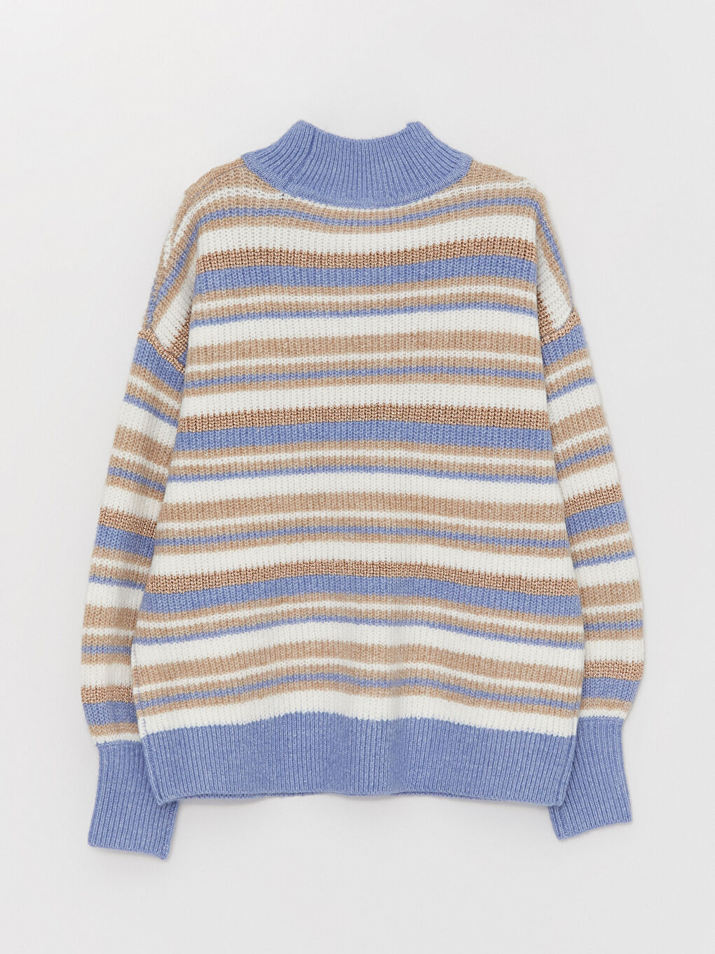 LCWAIKIKI Basic Half Turtleneck Striped Long Sleeve Women's Knitwear Sweater -W33651Z8-V1N