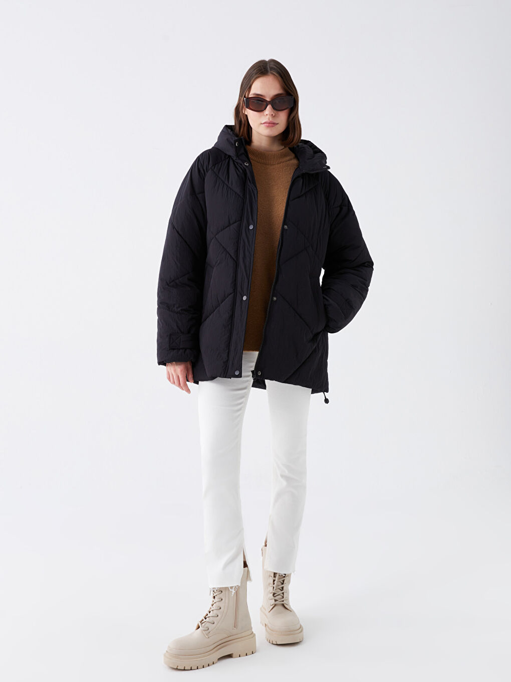 Hooded Quilted Women's Puffer Coat-2