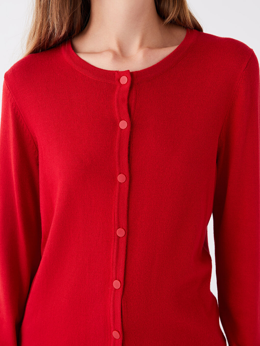 Jednostavni ženski trikotažni kardigan okruglog izreza dugih rukava-3